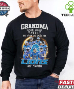 Official Grandma Doesn’t Usually Yell But When She Does Her Detroit Lions Are Playing Signatures 2024 Shirt