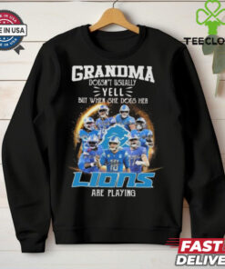 Official Grandma Doesn’t Usually Yell But When She Does Her Detroit Lions Are Playing Signatures 2024 Shirt