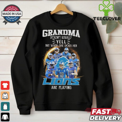 Official Grandma Doesn’t Usually Yell But When She Does Her Detroit Lions Are Playing Signatures 2024 Shirt