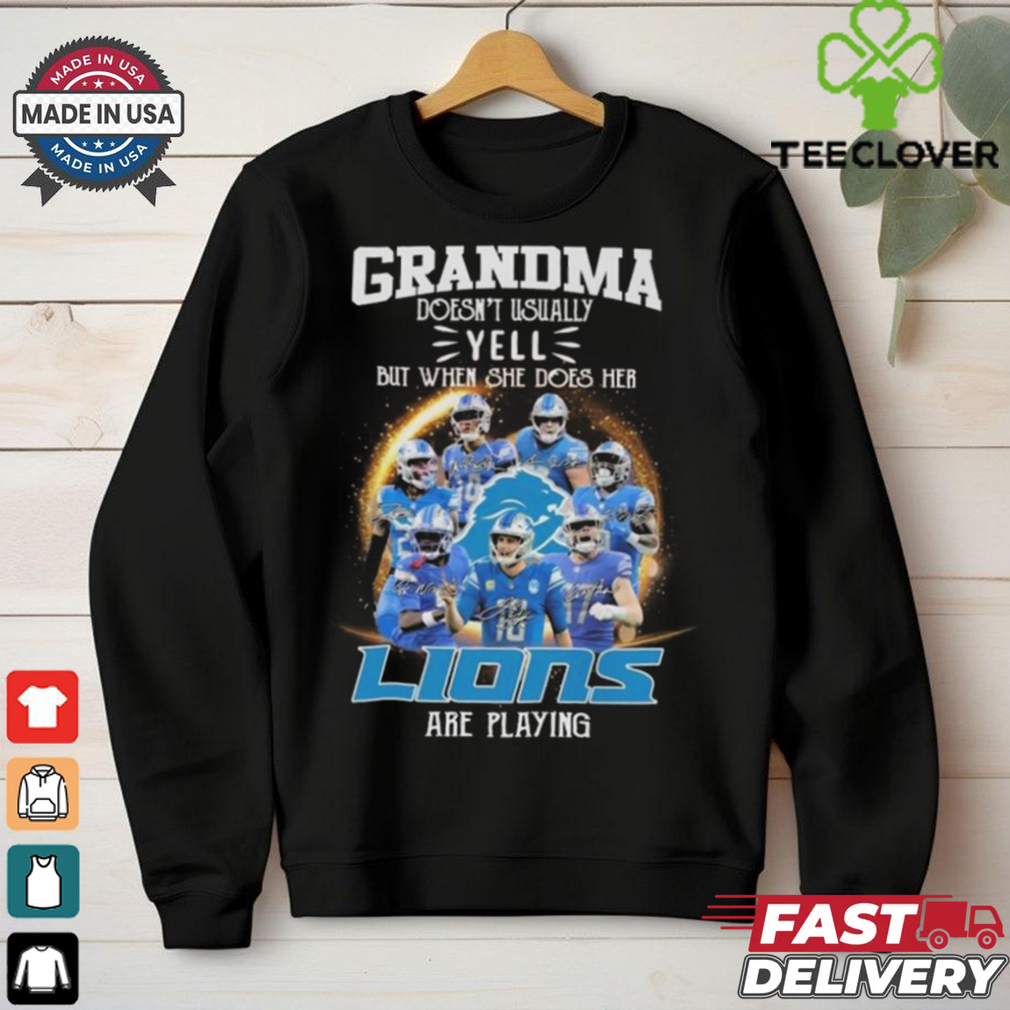 Official Grandma Doesn’t Usually Yell But When She Does Her Detroit Lions Are Playing Signatures 2024 Shirt Official Grandma Doesn’t Usually Yell But When She Does Her Detroit Lions Are Playing Signatures 2024 Shirt