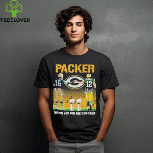 Official Green Bay Packers Bart Starr And Aaron Rodgers Thank You For The Memories Signatures Shirt