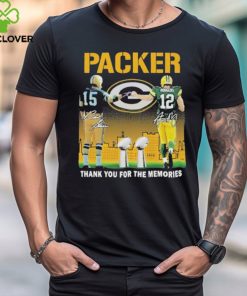 Official Green Bay Packers Bart Starr And Aaron Rodgers Thank You For The Memories Signatures Shirt
