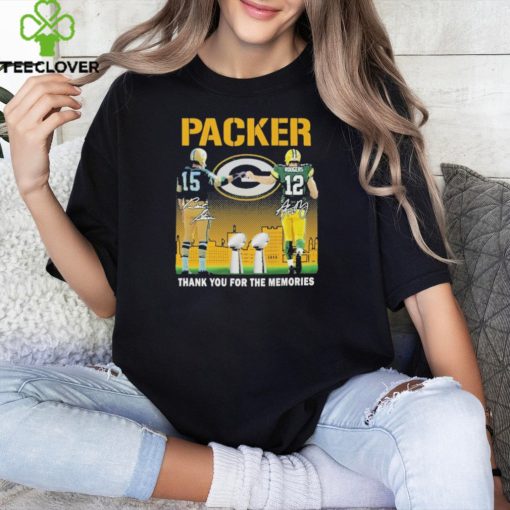 Official Green Bay Packers Bart Starr And Aaron Rodgers Thank You For The Memories Signatures Shirt