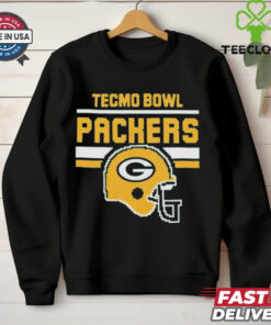 Official Green Bay Packers Tecmo Bowl Helmet T shirts 2 The **Official Green Bay Packers Tecmo Bowl Helmet T-Shirt** combines classic gaming nostalgia with team pride. Featuring the iconic Tecmo Bowl helmet design, this shirt is perfect for Packers fans who love the legendary video game and want to show their support for the team in a retro, fun style!