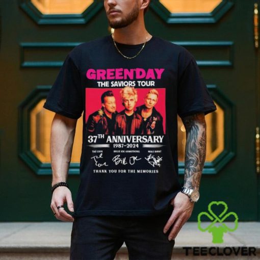 Official Green Day The Saviors Tour 37th Anniversary 1987 2024 Thank You For The Memories Signatures hoodie, sweater, longsleeve, shirt v-neck, t-shirt