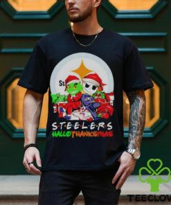 Official Grinch And Jack Skellington Pittsburgh Steelers Hallothankmas Shirt