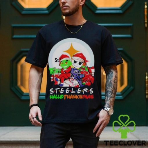 Official Grinch And Jack Skellington Pittsburgh Steelers Hallothankmas Shirt