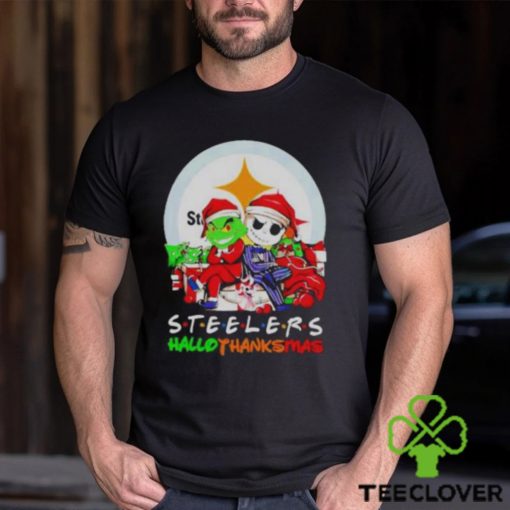 Official Grinch And Jack Skellington Pittsburgh Steelers Hallothankmas Shirt