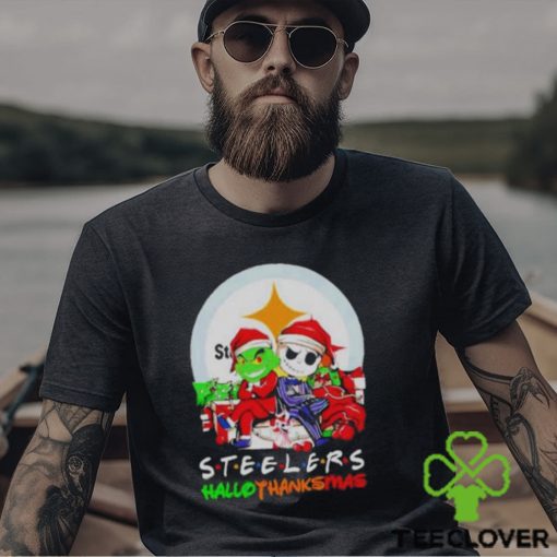 Official Grinch And Jack Skellington Pittsburgh Steelers Hallothankmas Shirt