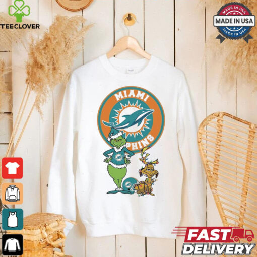 Official Grinch And Max Miami Dolphins Merry Christmas 2024 Shirt