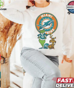 Official Grinch And Max Miami Dolphins Merry Christmas 2024 Shirt