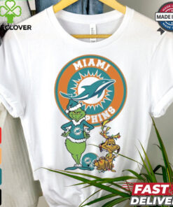 Official Grinch And Max Miami Dolphins Merry Christmas 2024 Shirt