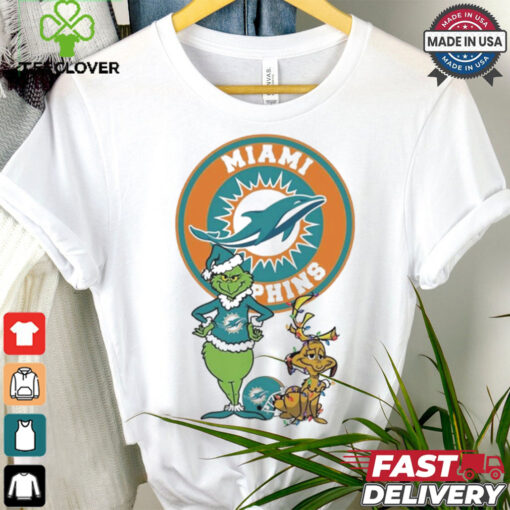 Official Grinch And Max Miami Dolphins Merry Christmas 2024 Shirt