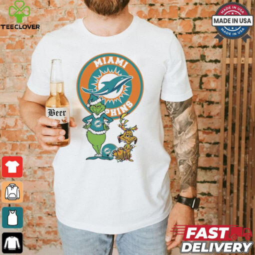 Official Grinch And Max Miami Dolphins Merry Christmas 2024 Shirt