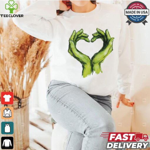 Official Grinch Green Hands Heart Art T Shirt