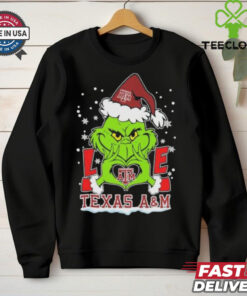 Official Grinch Hand Love Texas A&M Aggies Christmas Shirt