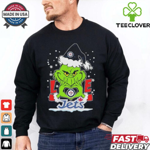 Official Grinch Hand Love Winnipeg Hockey Christmas Shirt