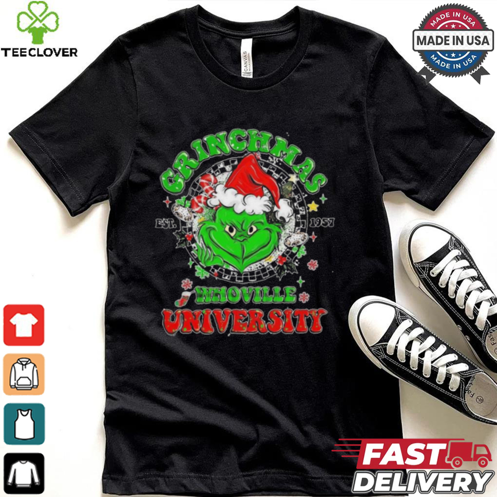 Official Grinchmas Whoville University Est 1957 Grinch Merry Christmas 2024 Shirt Official Grinchmas Whoville University Est 1957 Grinch Merry Christmas 2024 Shirt