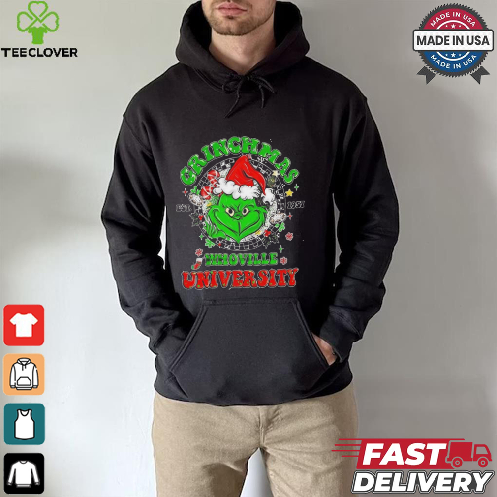 Official Grinchmas Whoville University Est 1957 Grinch Merry Christmas 2024 Shirt Official Grinchmas Whoville University Est 1957 Grinch Merry Christmas 2024 Shirt