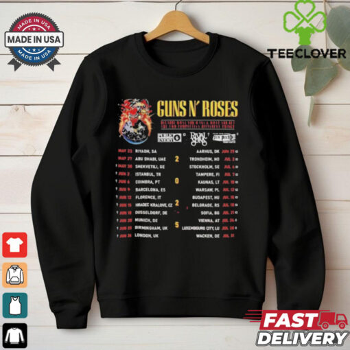 Official Gun N’ Roses Tour 2025 Schedule Shirt