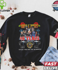 Official Guns N’ Roses 40 Years 1985 2025 Signatures Thank You For The Memories Lightning Shirt