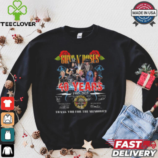 Official Guns N’ Roses 40 Years 1985 2025 Signatures Thank You For The Memories Lightning Shirt