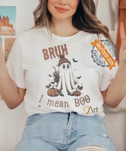 Official Halloween Bruh I Mean Boo Print Casual Shirt
