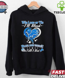 Official Heart Detroit Lions win lose or tie I’ll bleed blue and white till I die shirt