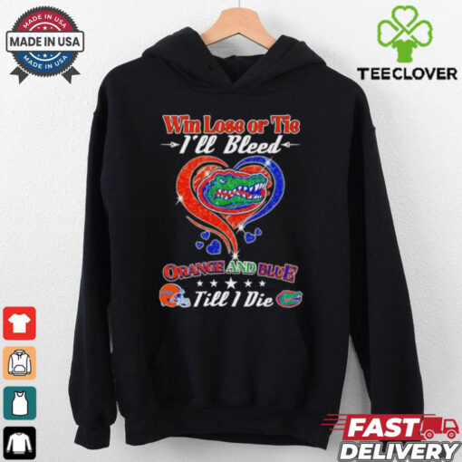 Official Heart Florida Gators win lose or tie I’ll bleed orange and blue till I die shirt