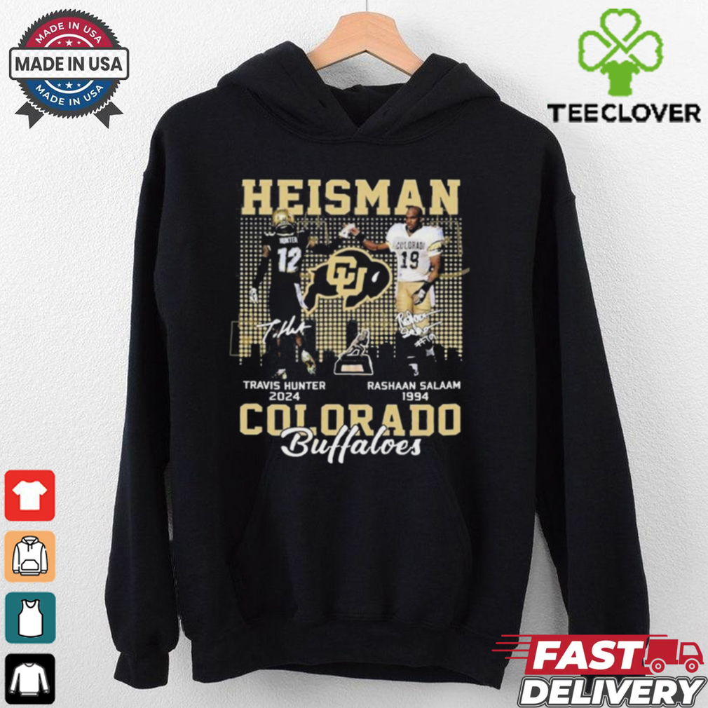 Official Heisman Travis Hunter x Rashaan Salaam Signature Colorado Buffaloes Unisex T shirts Official Heisman Travis Hunter x Rashaan Salaam Signature Colorado Buffaloes Unisex T shirts