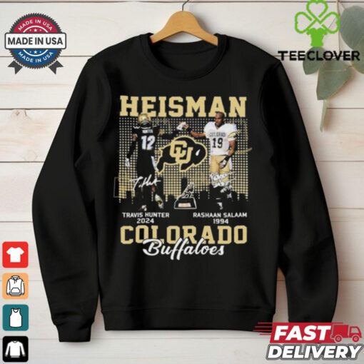 Official Heisman Travis Hunter x Rashaan Salaam Signature Colorado Buffaloes Unisex T shirts