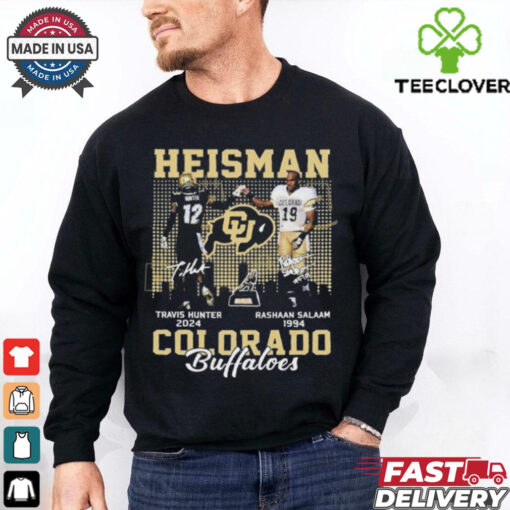 Official Heisman Travis Hunter x Rashaan Salaam Signature Colorado Buffaloes Unisex T shirts
