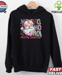 Official Ho ho hold my stethoscope Christmas nurse santa claus 2024 T shirt