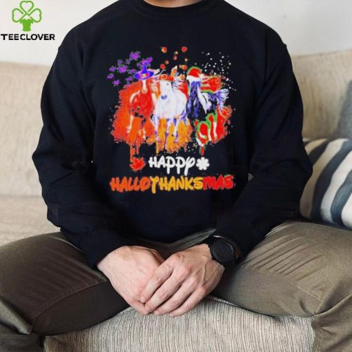 Official Horses happy hallothanksmas halloween thanksgiving Christmas T  shirt
