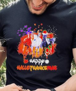 Official Horses happy hallothanksmas halloween thanksgiving Christmas T shirt
