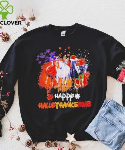 Official Horses happy hallothanksmas halloween thanksgiving Christmas T shirt