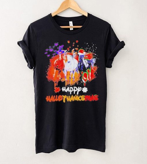 Official Horses happy hallothanksmas halloween thanksgiving Christmas T  shirt