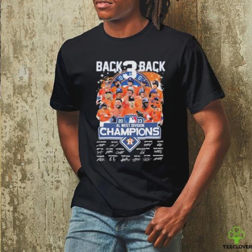 Official Houston Astros Back 3 Back 2023 Al West Division Champions Signatures Shirt