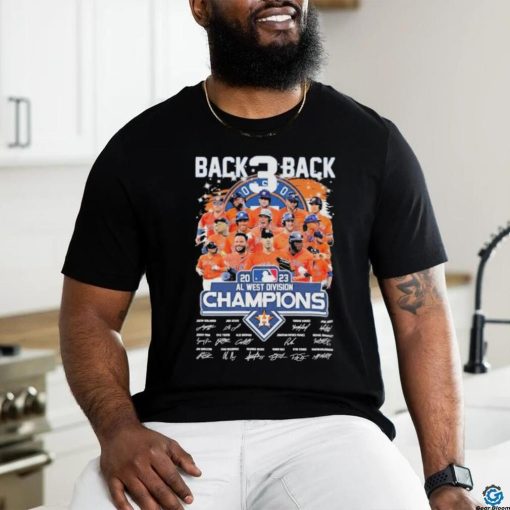 Official Houston Astros Back 3 Back 2023 Al West Division Champions Signatures Shirt