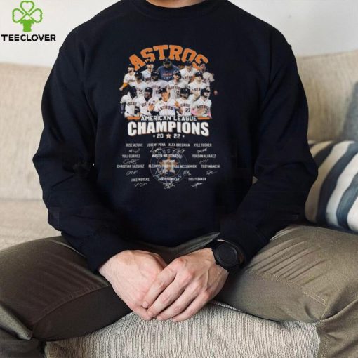 Official Houston Astros team football 2022 American League Champions signatures hoodie, sweater, longsleeve, shirt v-neck, t-shirt