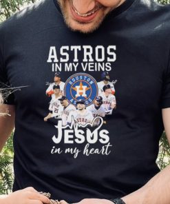 Official Houston Astros team in my veins Jesus in my heart signatures shirt