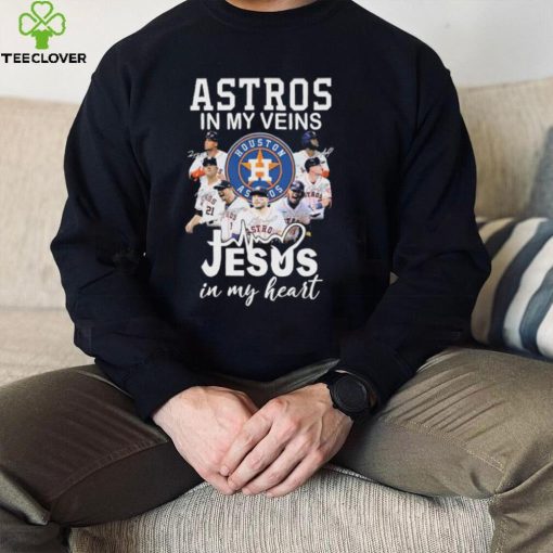 Official Houston Astros team in my veins Jesus in my heart signatures hoodie, sweater, longsleeve, shirt v-neck, t-shirt