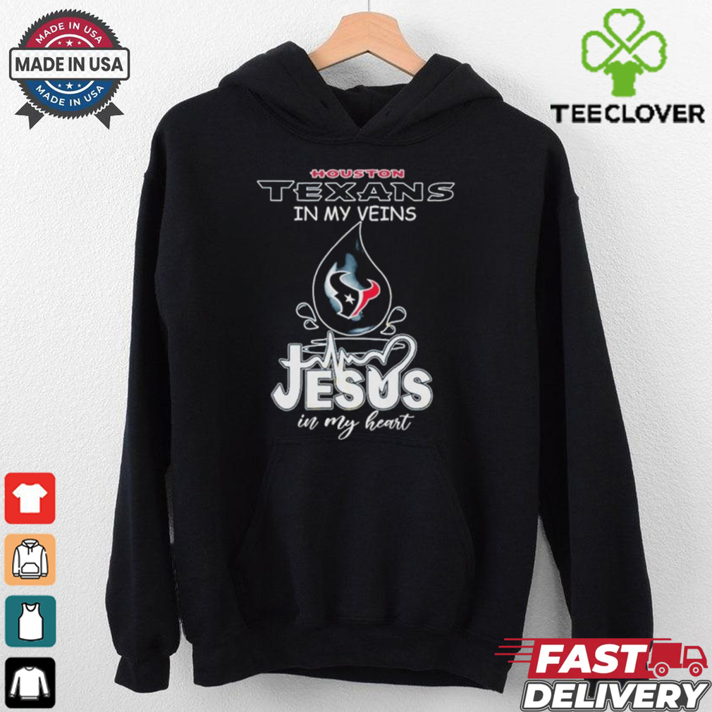 Official Houston Texans In My Veins Jesus In My Heart T shirts Official Houston Texans In My Veins Jesus In My Heart T shirts