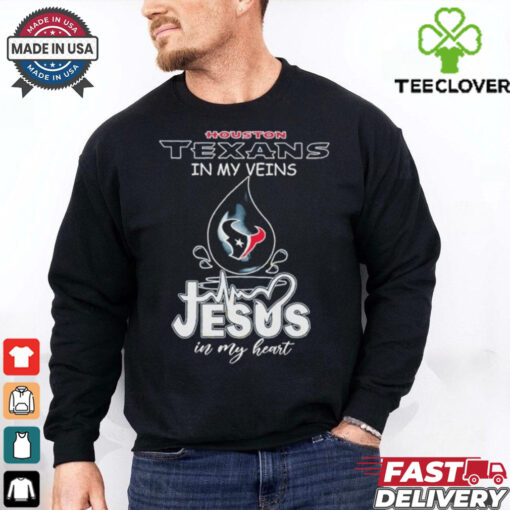 Official Houston Texans In My Veins Jesus In My Heart T shirts