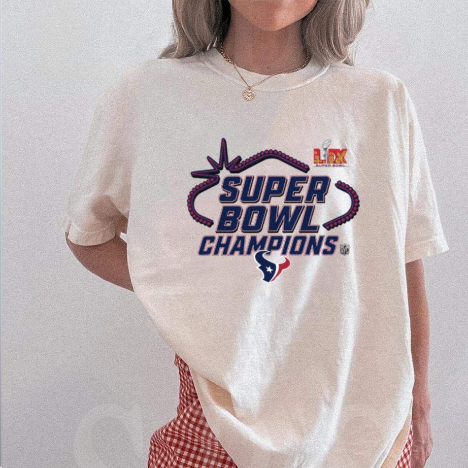 Official Houston Texans Super Bowl LIX Champions Locker Room Logo Tee Official Houston Texans Super Bowl LIX Champions Locker Room Logo Tee