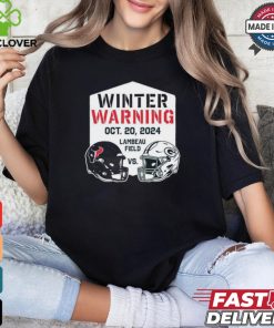 Official Houston Texans Vs Green Bay Packers Winter Warning Oct 20, 2024 Lambeau Field T shirt