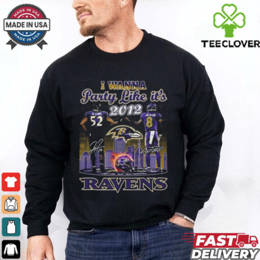 Official I Wanna Party Like It’s 2012 Baltimore Ravens Signatures Skyline Shirt