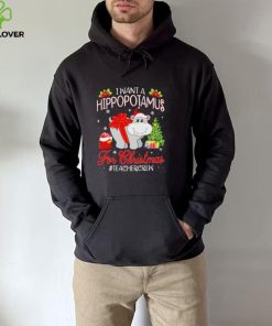 Official I want a Hippopotamus for Christmas #Teacher Crew hoodie, sweater, longsleeve, shirt v-neck, t-shirt