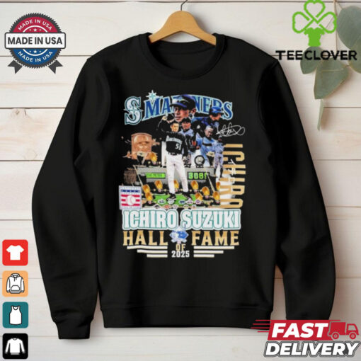 Official Ichiro Suzuki X Seattle Mariners MLB Hall Of Fame 2025 Signature T Shirts
