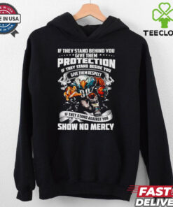 Official If they stand behind you give them protection if they stand beside you give them respect Philadelphia Eagles mascot shirt